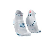 Socks Compressport Pro Racing Socks v4.0 Run Low - hot white/fjord blue